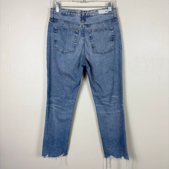 Adriano Goldschmied Isabelle High Rise Straight Crop Jeans With Destroyed Hem - Picture 6 of 10